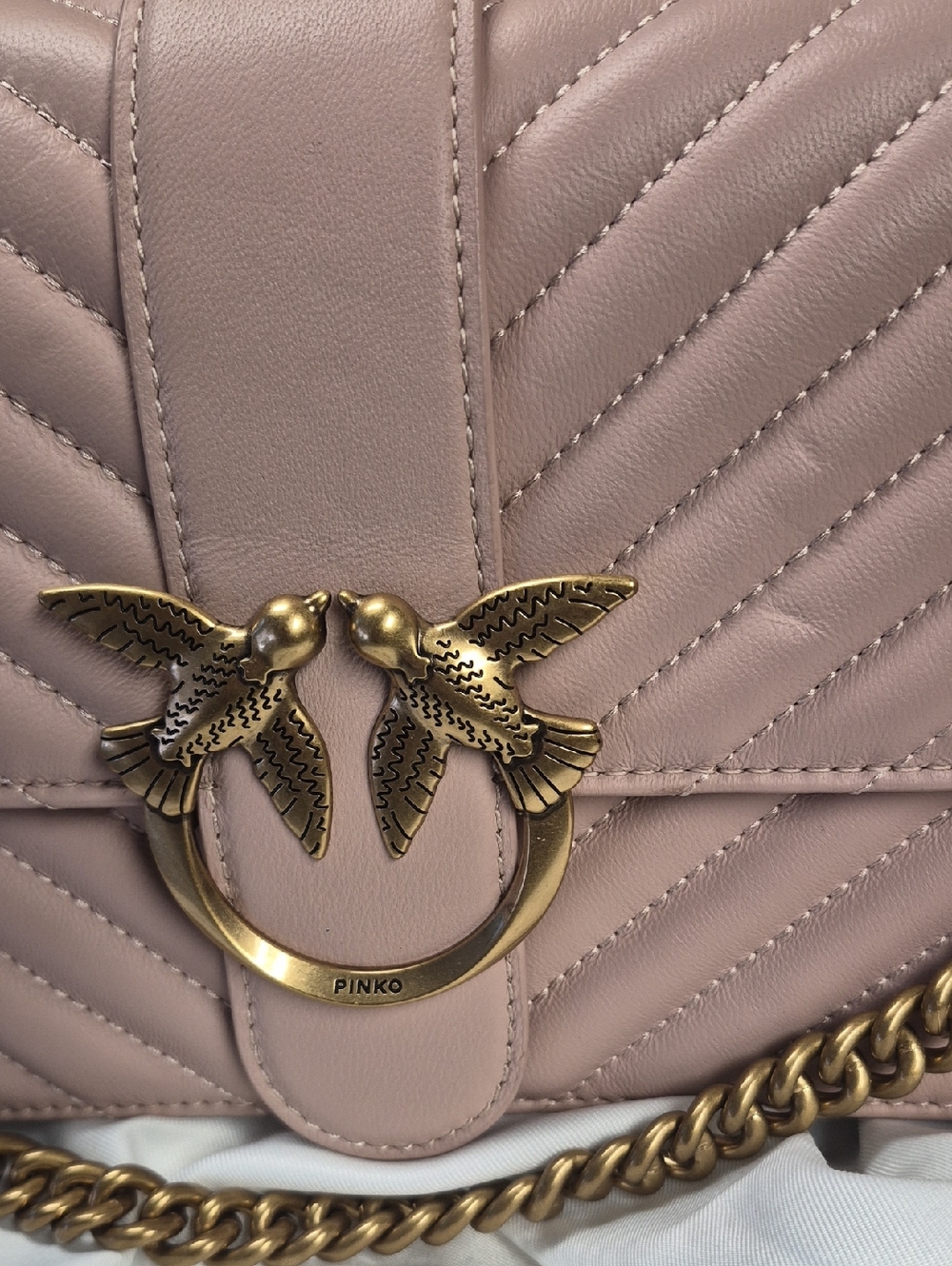 PINKO BLUSH Quilted Shoulder Bag with Gold Bird Hardware - Picture 11 of 11